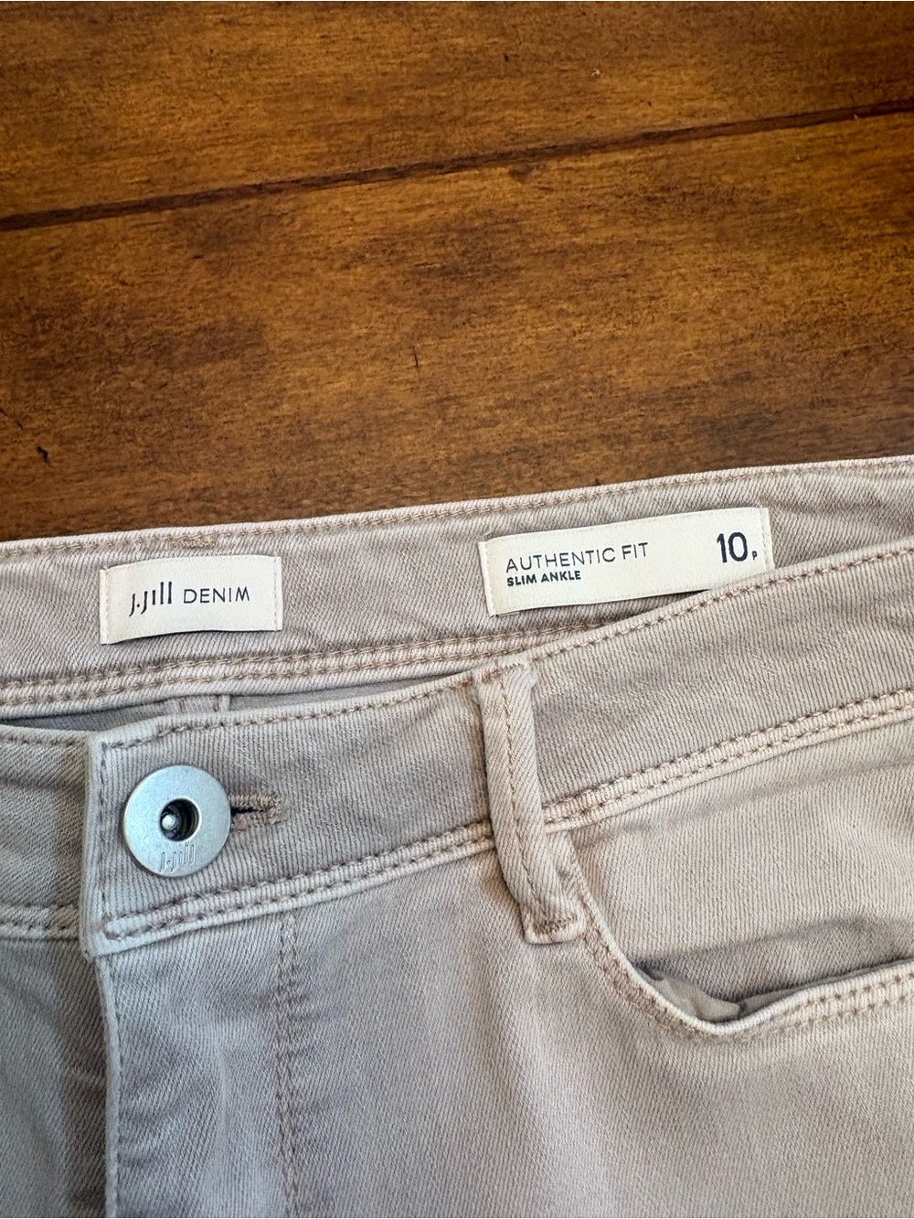 J. Jill Authentic Fit Slim Ankle Jeans - Light Taupe